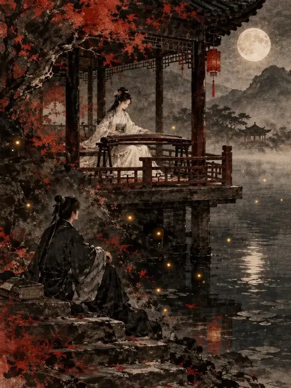 月下惊鸿竖版剧照封面，甜宠题材短剧